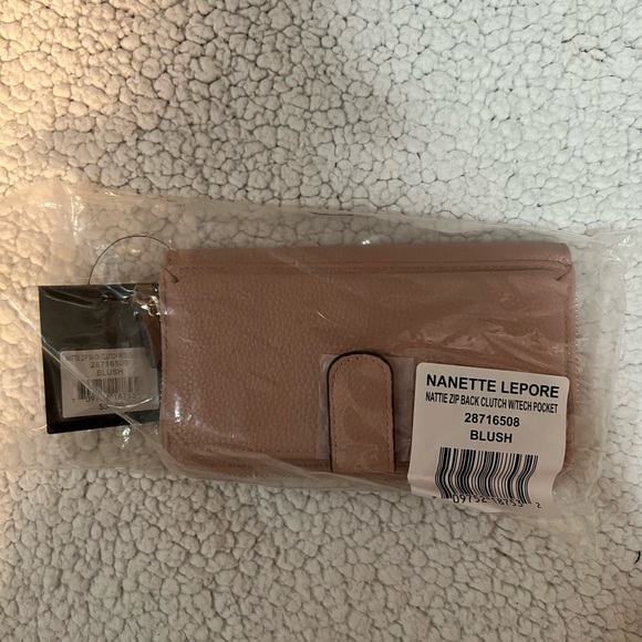 💞💞NANETTE LEPORE Nattie Zip Back Clutch w/Tech Pocket-Blush NWT/packaging - Picture 5 of 11